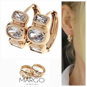 gold plated earrings with exclusive cubic zirconia