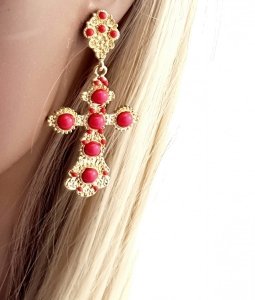 EARRINGS GOLD LONG ZIRCONIA WEDDING WEDDING