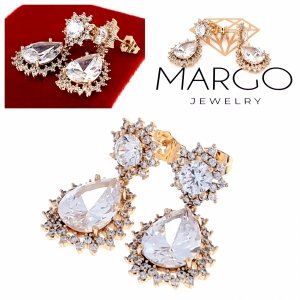 gold plated earrings with exclusive cubic zirconia