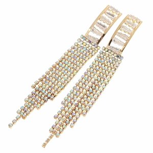 EARRINGS GOLD LONG ZIRCONIA WEDDING WEDDING