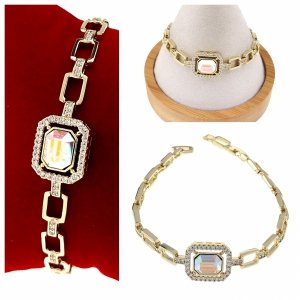 1763 Bransoletka elegancka złota 17+2,5cm pozłacana 14k Xuping Austrian Crystal