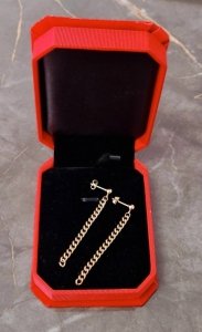 1233 Kolczyki złote stal chirurgiczna celebrytki wiszące 