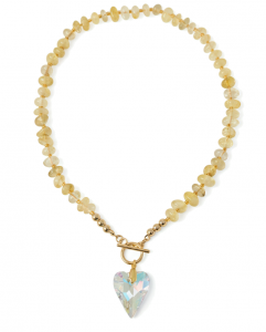 1586g Naszyjnik cytryn kamień naturalny 45cm stal chirurgiczna nierdzewna naszyjnik