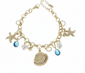 387b Bransoletka elegancka złota 17+3cm pozłacana 14k muszelka rozgwiazda