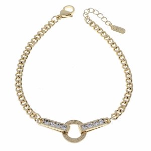 2218a Bransoletka elegancka złota 18+3cm pozłacana 14k cyrkonie 