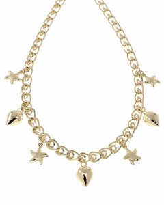 4834 Złoty łańcuszek naszyjnik 40+5cm pozłacany 14k serce rozgwiazda