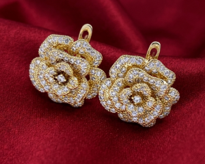 722b Kolczyki złote pozłacane wiszące 14K cyrkonie 