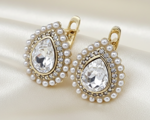 2930 Kolczyki złote pozłacane wiszące 14K cyrkonie Austrian Crystal