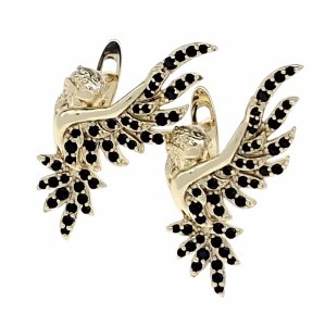 413 Kolczyki złote pozłacane 14k wiszące cyrkonie 