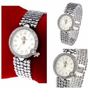 4621 Ekskluzywny damski srebrny zegarek błyszczący cyrkonie klasyk
