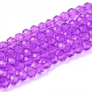 sz356 Szklane koraliki fasetowane, fioletowe 4x3,5mm sznur 38cm