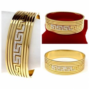 op290 Bransoletka złota 6cm stal chirurgiczna bangla 316L