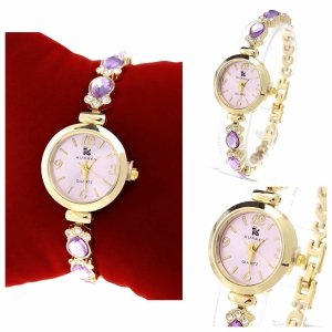 4969 Ekskluzywny damski złoty zegarek błyszczący cyrkonie Kurren klasyk