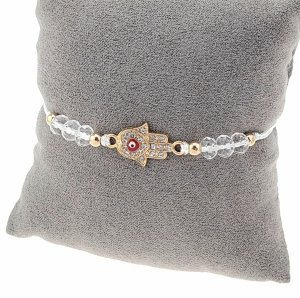 3132 Bransoletka na sznurku regulowana wakacyjna na lato plażę kryształki 