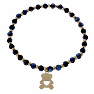 1650b Bransoletka złota stal chirurgiczna 316L na gumce kryształki miś