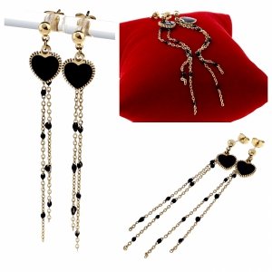 4982 Kolczyki złote stal chirurgiczna 316L nierdzewna wiszące celebrytki serce