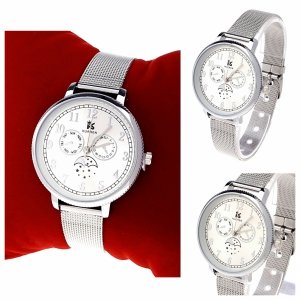 3844 Zegarek damski srebrny stal chirurgiczna Kurren elegancki klasyk 