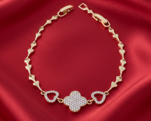 4052 Bransoletka elegancka złota 17+2cm pozłacana 14k koniczyna marokańska