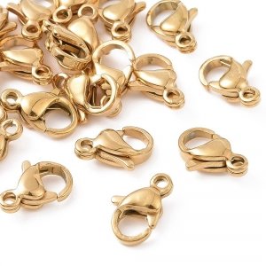 3238 Karabińczyk 20x złoty stal chirurgiczna 11x7x3mm do łańcuszka lub bransoletki 