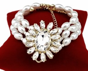 066 Bransoletka złota 18+3 stal chirurgiczna 316L perełki