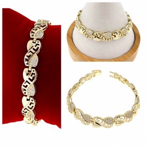 373a Bransoletka złota elegancka cyrkonie 19,5cm pozłacana 14k Aisadi