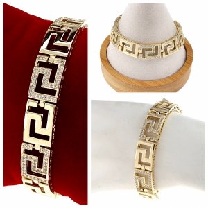 4663 Bransoletka elegancka złota 17+2cm pozłacana 14k cyrkonie 