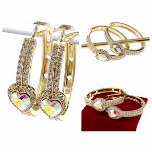 2815 Kolczyki złote pozłacane Austrian Crystal wiszące 14K cyrkonie Xuping 