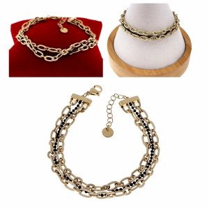 4316 Bransoletka złota 16,5+3 stal chirurgiczna 316L nierdzewna