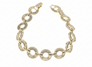 4888 Bransoletka elegancka złota 16,5+2cm pozłacana 14k wzór grecki