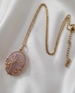 3723f Naszyjnik kamień naturalny 45+5cm stal chirurgiczna nierdzewna 