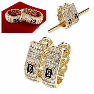 1073 Kolczyki złote pozłacane wiszące 14K cyrkonie 