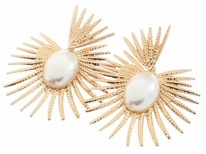 3329 Złote kolczyki boho wiszące eleganckie vintage retro perły