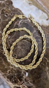 310b Złoty łańcuszek 60cm naszyjnik pozłacany 14K splot korda