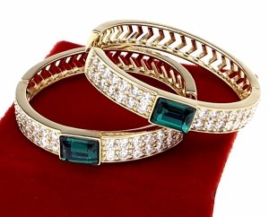 2016 Kolczyki złote pozłacane 14k wiszące koła 3,5cm Austrian Crystal