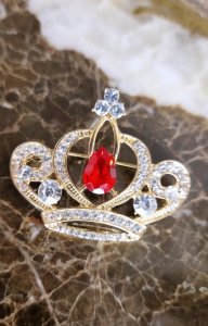 290N Elegancka broszka przypinka złota cyrkonia