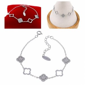 @3586 Bransoletka srebrna 15+3 stal chirurgiczna Blueberry celebrytka 