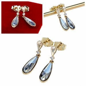 0175 Kolczyki złote Austrian Crystal pozłacane wiszące 14K cyrkonie 