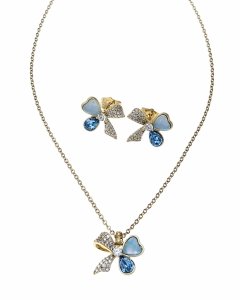 4624 Złoty komplet kolczyki łańcuszek 40+5 pozłacany 14k Swaro Austrian Crystal