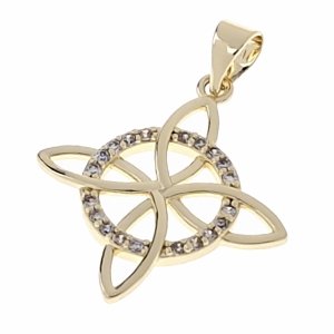 3382 Złota zawieszka błyszcząca pozłacana 14k cyrkonie 