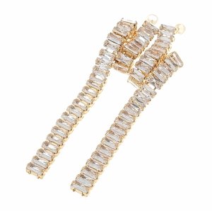 1628l Kolczyki błyszczące cyrkonie długie wesele ślub impreza 