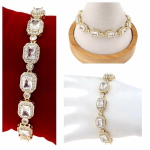 2212b Bransoletka elegancka złota 17+3cm pozłacana 14k