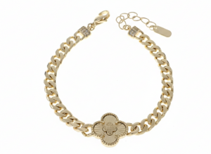 1414a Bransoletka elegancka złota 16+3cm pozłacana 14k koniczyna marokańska