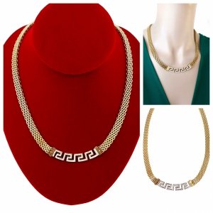 2875 Złoty łańcuszek naszyjnik 47+5 stal chirurgiczna 316L Viki lady wzór grecki