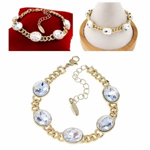 4305 Bransoletka elegancka Austrian Crystal złota cyrkonie 17+5 pozłacana 14k Xuping 