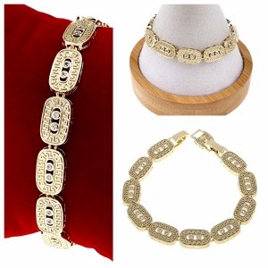 4154 Bransoletka elegancka złota 17+2cm pozłacana 14k cyrkonie 