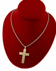 1737h Złoty łańcuszek 60+5cm naszyjnik stal chirurgiczna nierdzewa 316L krzyż