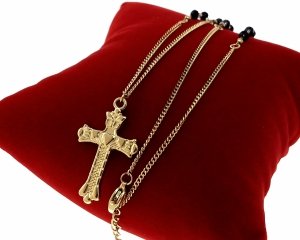 4274 Złoty łańcuszek 45+5cm naszyjnik stal chirurgiczna nierdzewna 316L krzyż