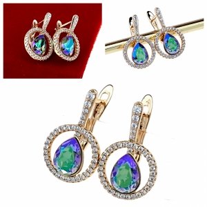 4053 Kolczyki złote cyrkonia pozłacane 18k Xuping wiszące 