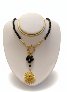 2476 Naszyjnik turmalin kamień naturalny 45cm stal chirurgiczna nierdzewna naszyjnik