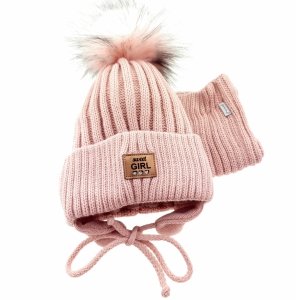 30 Zestaw ciepła czapka z kominem komplet na zimę rozmiar 48-50 dla dziewczynki 30% wełna